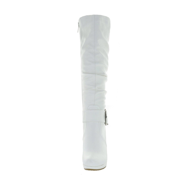 Dream Pairs Women's Winter High Heel Knee High Boots - WHITE PU - 3
